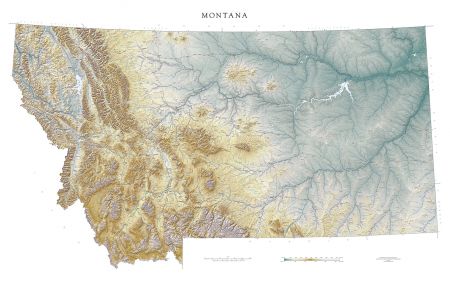 Topographic Map Of Montana   MT Large Image Size 450x287 